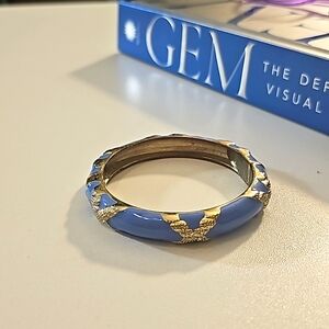 Vintage Gold Tone Enamel Cuff Clamper Bracelet.